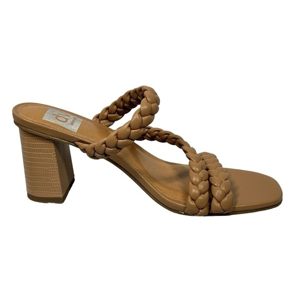 NWOT DV Dolce Vita Pang Slip On Braided Strappy Chunky Heels Sandals Tan Size 9 - Picture 2 of 16
